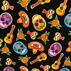 Wachstuch Calaveras Schwarz