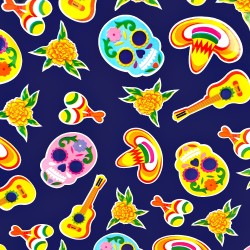 Navy blue Calaveras oilcloth