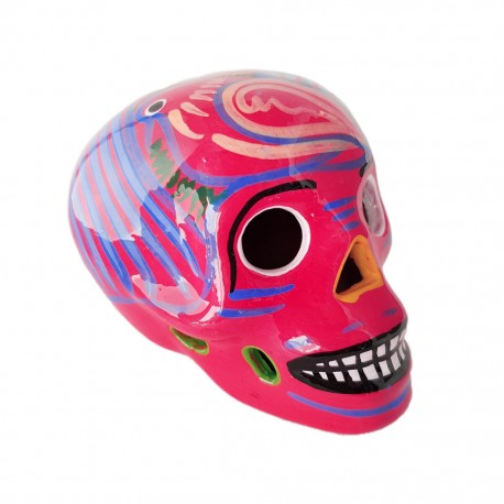 Hot pink Mexican skull with birds
