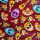 Burgundy Calaveras oilcloth