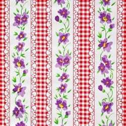 Red Gingham and flowers oilcloth