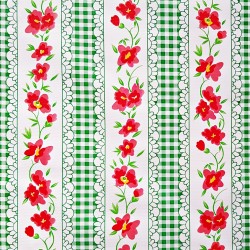 Green Gingham and flowers oilcloth