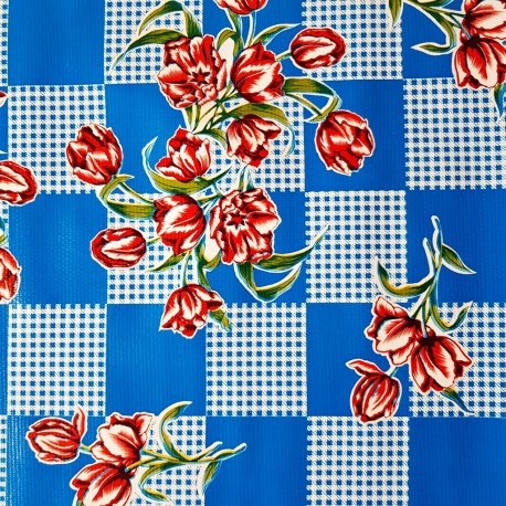 Blue Tulipanes oilcloth