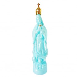 Light blue Virgin of Guadalupe bottle