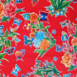 Red Mariposas oilcloth