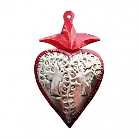 Tin sacred heart with birds