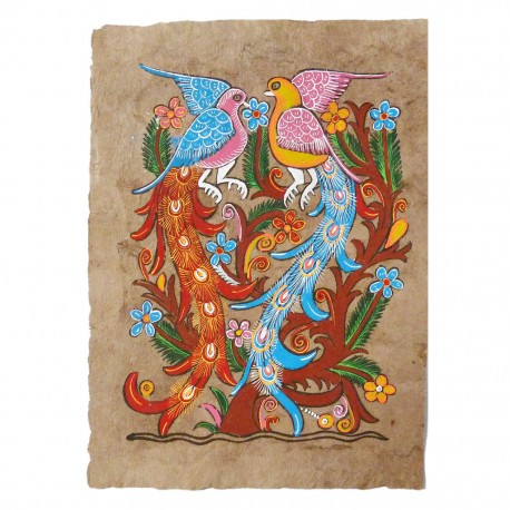 Peacocks Otomi painting