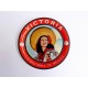 Glass coaster from Mexican beer Victoria, Retro Pinup