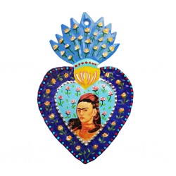 Blue Frida Kahlo painted heart