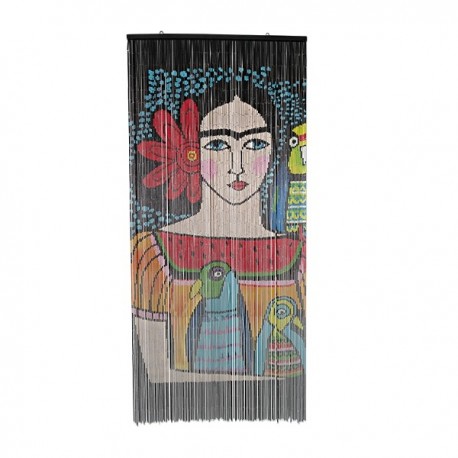Cortina de puerta Frida ilustración - Cuentas de bambú - Casa Frida