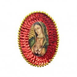 Patch sequins ovale Guadalupe Rouge