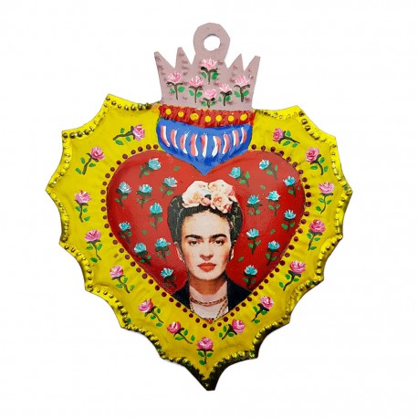 Red and yellow Frida painted heart