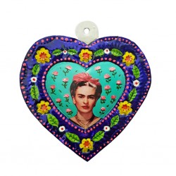 Turquoise Frida Kahlo painted heart