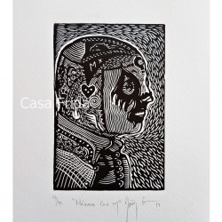 Máscara con M Linocut