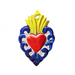 Blue Sacred heart with border