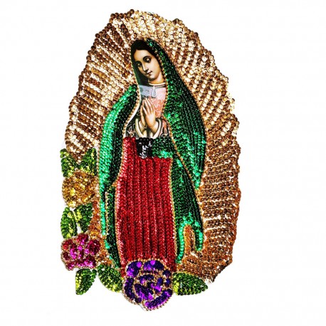 37 cm Virgin of Guadalupe sequin patch