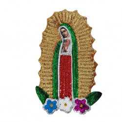 Parche lentejuelas Virgen de Guadalupe 30 cm