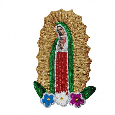 Parche lentejuelas Virgen de Guadalupe 30cm