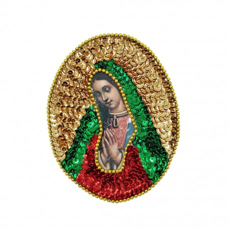 Parche de lentejuelas ovalado Guadalupe