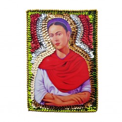 Patch sequins Frida au châle rouge