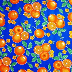 Blue Naranjas Oilcloth