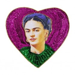 Pink Frida heart sequin patch