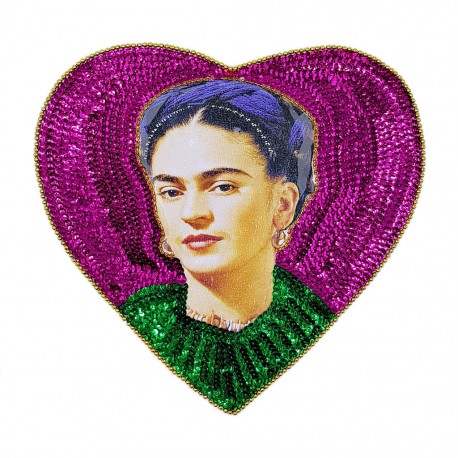 Parche lentejuelas Frida corazón Rosa