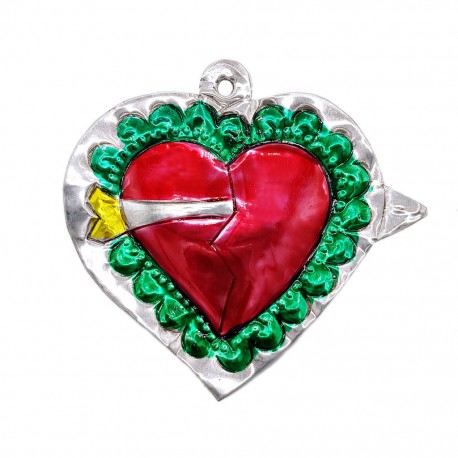Green Sacred heart with arrow