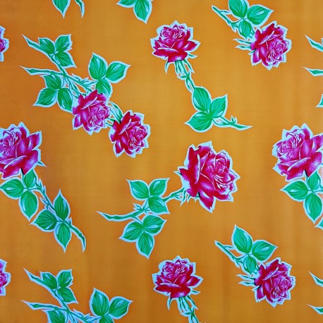 Orange Rosas oilcloth