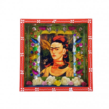 Nicho Frida Kahlo Autorretrato con chango