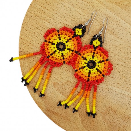 Aretes Flor Rojo