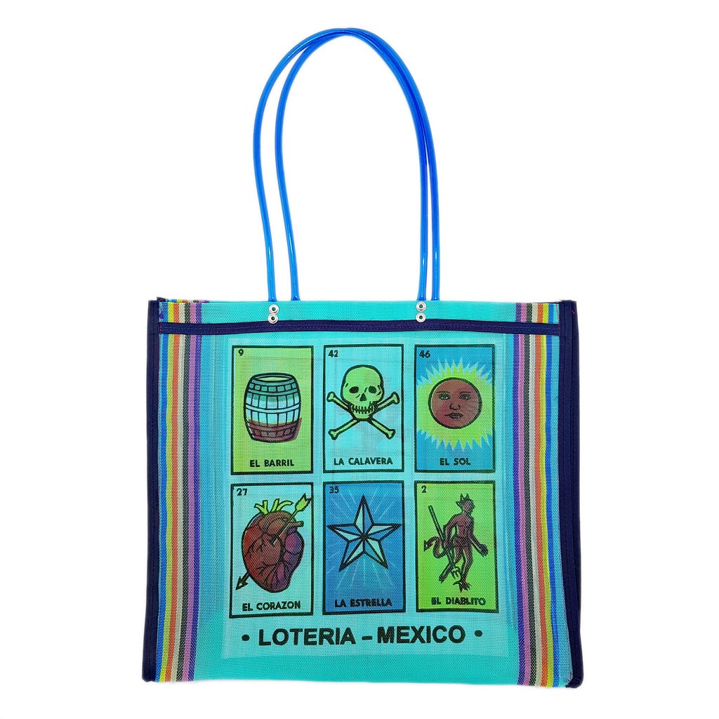 X-Large Loteria Mesh Bag Loteria Mexican Purse Beach tote Bag La Chalupa Loteria Tote Grocery Bag