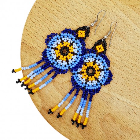 Navy Flower Earrings