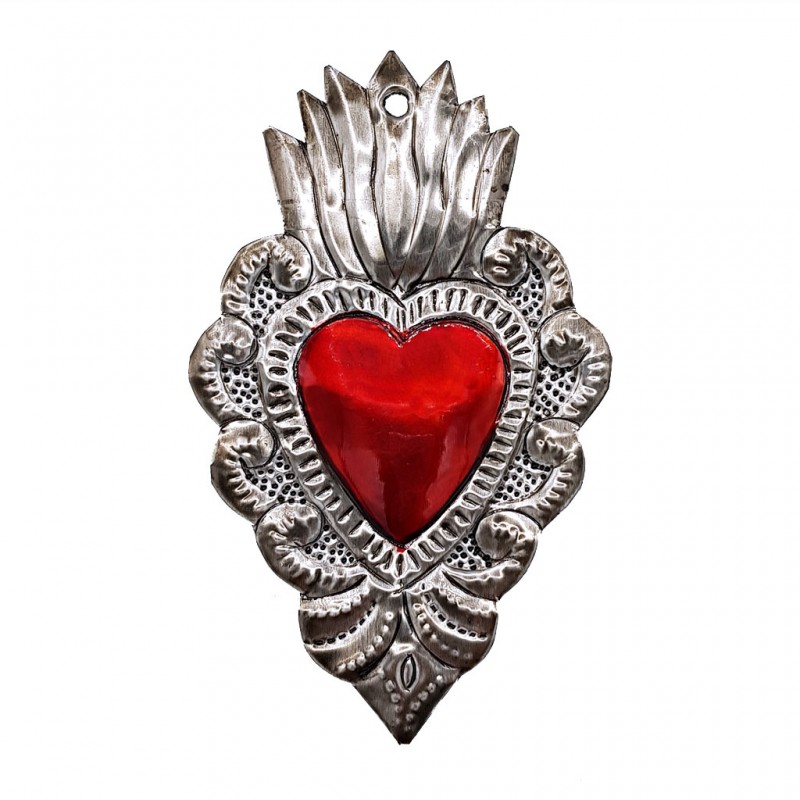 Sagrado corazón Mexicano - Ex voto para decoración boho - Casa Frida