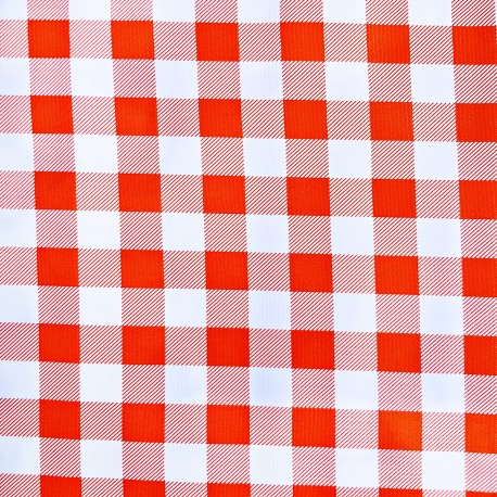 Orange Check oilcloth