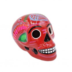 Red Mexican skull with birds
