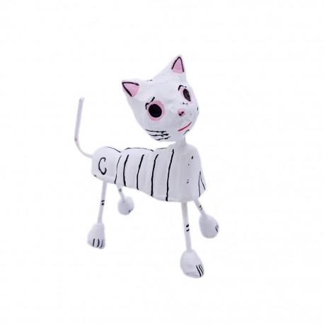 White cat Calavera figurine