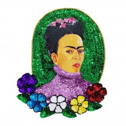 Green Frida oval sequin patch
