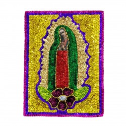 Rectangle Virgin of Guadalupe sequin patch