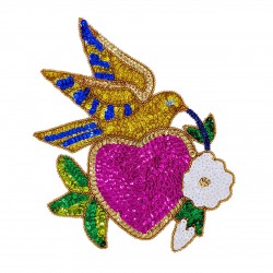 Bird Sacred heart Sequin patch