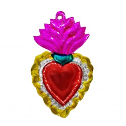 Sagrado corazón con llama Rosa