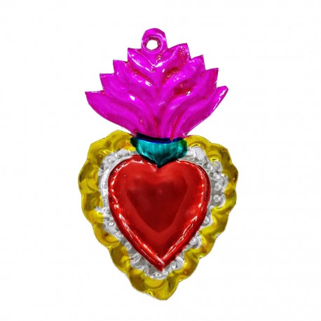 Sagrado corazón con llama Rosa