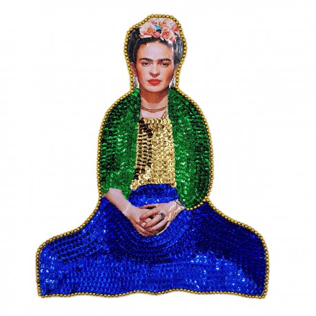 Blue Frida Kahlo sequin patch