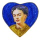 Blue Frida heart sequin patch