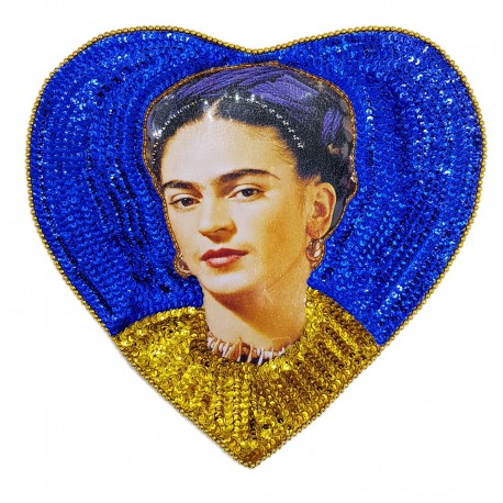 Patch sequins Frida coeur Bleu