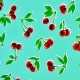 Turquoise Cerezas oilcloth offcut