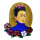 Golden Frida oval sequin patch