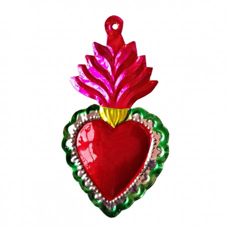 Sagrado corazón con llama Rosa