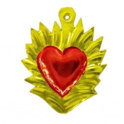 Tin sacred heart in flame Yellow