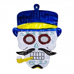 Décoration métal Calavera Orange